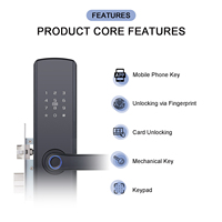 Cerradura Digital LOCKAI P5 de Aleación de Aluminio para Puertas de Madera/Acero/Aluminio, Desbloqueo por Huella Dactilar, Tarjeta, Contraseña, Código, Llave, Wi-Fi y Nube