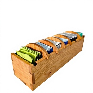 Acacia Wood Tea <b>Storage</b> <b>Box</b> Rectangle Custom Size Brown Glossy Lid <b>Kitchen</b> Tea Bags 5kg Multifunction Design Foldable Durable - Product Image 3