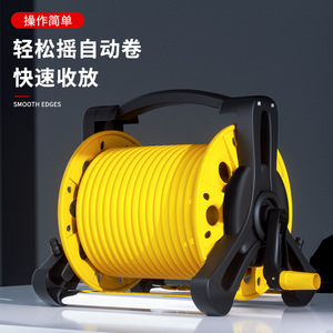 ที่ม้วนเก็บสายยางรดน้ำสีเหลืองแบบตั้งพื้นเดี่ยว สำหรับใช้กับรถยนต์และสวน - Product Image 4