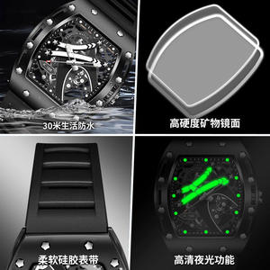 Reloj Deportivo de Lujo para Hombre, Marca Top 2024, Cristal de Zafiro, 42 mm, Luminoso, Calendario, Resistente al Agua, Correa de Cuero con Diseño de Barril Hueco - Product Image 4