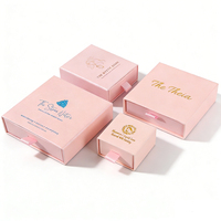 Boîte à bijoux en carton rose avec tiroir coulissant pour boucles d'oreilles, colliers et bracelets, avec languette – Offre spéciale