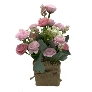 زهور اصطناعية للديكور، زهور حريرية صغيرة، ترتيبات زهور وردية في أواني، نباتات مكتبية للمنزل والمكتب - Product Image 5