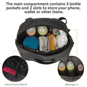 Élégant Greenwich multi-fonction bébé voyage couches sac à dos à la mode PU matériel changement Pad poussette sangles <span class=keywords><strong>sucette</strong></span> étui - Product Image 6