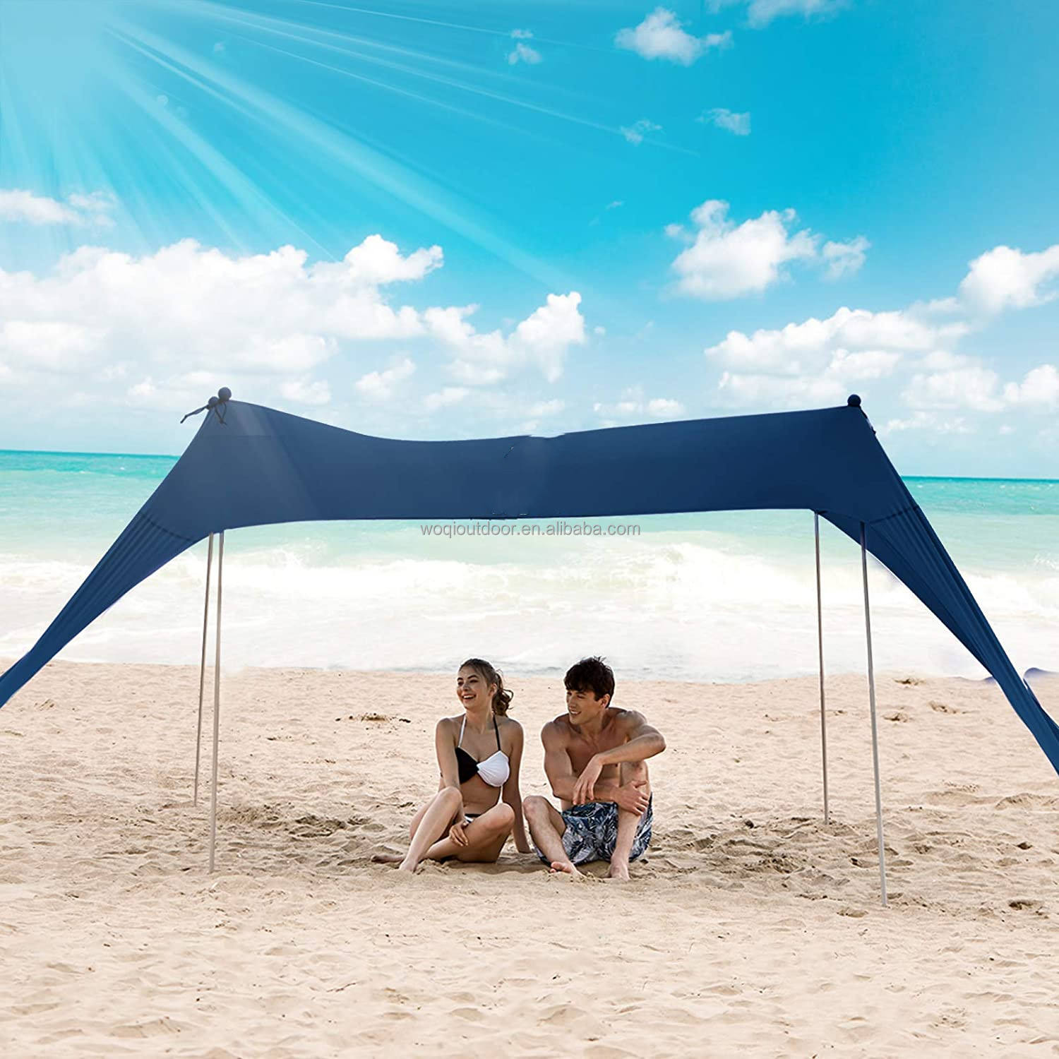Woqi Family Beach Tent Sunshade Canopy Pop up Sun Shelter with Carry Bag  for Beach