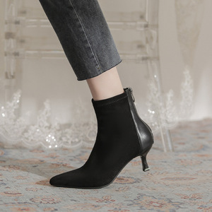 Bottines à talons épais, élégantes et polyvalentes, bottes fines mi-mollet pour l'automne et l'hiver - Product Image 5