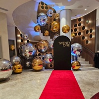 Boule miroir gonflable de Noël multicolore, globe de neige, ornement géant en PVC pour usage extérieur, décorations de tentes et d'arches