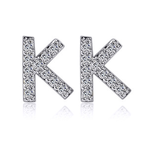 Pendientes con inicial A, oro de 18 quilates, micro pavé de circonitas, para mujer, uso diario. - Product Image 4