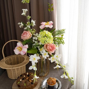 Bouquet de fleurs artificielles CallaFloral, rose, décoration de mariage, décoration de la maison, tissu tissé en plastique CF02094 - Product Image 1