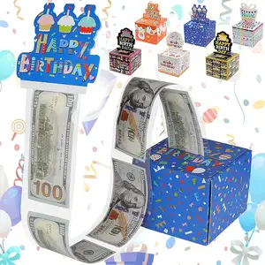 Tirelire de Noël d'anniversaire créative Cadeau en espèces Surprise Tirer des coffrets cadeaux avec carte pour parents amoureux amis