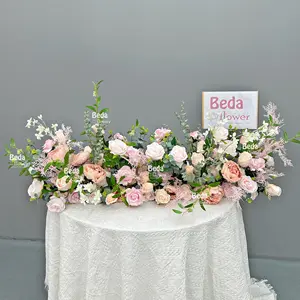 Beda melhor design decoração de casamento DIY fábrica atacado flor artificial de alta qualidade cor-de-rosa corredor de palco flor