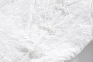 Abito estivo da donna <span class=keywords><strong>bianco</strong></span> Chic con motivo floreale in vita sottile e manica corta con <span class=keywords><strong>colletto</strong></span> quadrato <span class=keywords><strong>nero</strong></span> unico Chiffon tinto in tinta unita - Product Image 4