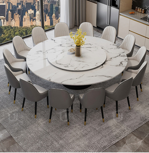 Mesa moderna Mesas de comedor con sillas Moderna con <span class=keywords><strong>Lazy</strong></span> <span class=keywords><strong>Susan</strong></span> Color opcional Juego de mesa de comedor Mármol - Product Image 1