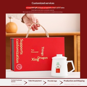 ชุดฝาปิดแก้วน้ำและแก้ว<span class=keywords><strong>ชา</strong></span>ส่วนตัวลาย<span class=keywords><strong>มังกร</strong></span> รุ่นพิเศษประจำปี<span class=keywords><strong>มังกร</strong></span> ชุดสามชิ้น สไตล์เทรนด์แห่งชาติ กล่องของขวัญแยกช่องชา/น้ำ - Product Image 2