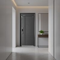 Puerta de Acero Moderna con Marco de Hierro Antirrobo, Diseño Insonorizado, Cerradura Inteligente, para Uso Exterior en Apartamentos/Hoteles/Villas/Escuelas/Entradas