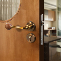 Poignée de porte moderne minimaliste en alliage d'aluminium avec bouton à levier, serrure de sécurité intérieure pour portes en bois, maison, bureau, chambre