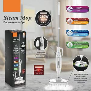 Balai à <span class=keywords><strong>vapeur</strong></span> multifonction 1250W Maintien à la main Nettoyage des sols <span class=keywords><strong>Nettoyeur</strong></span> à <span class=keywords><strong>vapeur</strong></span> électrique portable Balai détachable Stockage d'eau Voiture - Product Image 2