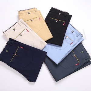 Men's Straight Cotton Casual <b>Pants</b> Youth Fashion Slim Fit Solid Color Men's Trousers - Product Image 1