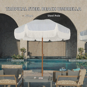 <b>Outdoor</b> Tropical Stainless Steel Macrame Beach <b>Umbrella</b> with Fringe for Hotel Park -& Supermarket Use <b>Outdoor</b> Furniture - Product Image 2