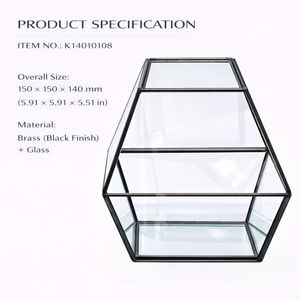 Metallrahmen Geometrische Klare Glas-Tischplatte Dekorative Auslage Wohndekor Inneneinrichtung Akzent <span class=keywords><strong>Terrarium</strong></span> - Product Image 2