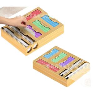 Wall Mounted Food <b>Storage</b> <b>Box</b> For Cling Film Plastic Wrap Aluminum Foil <b>Kitchen</b> Organizer Rectangle With Cutters And Labels - Product Image 1