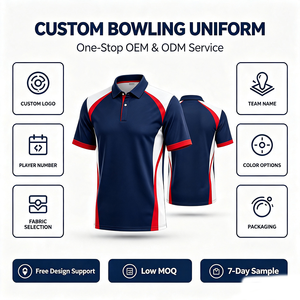 Custom Performance <b>Bowling</b> Polo Jersey Navy Red White Color Block Moisture Wicking Quick Dry Team Shirt for League Competition - Product Image 3