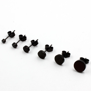 Stainless Steel <b>Black</b> <b>Polished</b> Stud Earrings Ball Shape Unisex Fashion Jewelry - Product Image 1