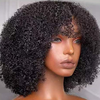 Perruque complète afro bouclée crépue en gros avec frange, perruques brésiliennes vierges entièrement faites à la machine en cheveux humains pour femmes