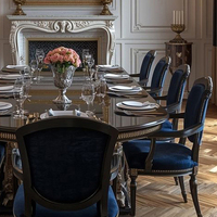 Ensemble table et chaises à manger longues en bois massif laqué, style classique européen, sensation premium, 10 places, luxe