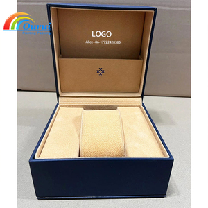 Factory Direct Sale Classic Blue PU <b>Watch</b> Box Leather <b>Watch</b> Box Custom Logo for Men Women <b>Watch</b> <b>Case</b> Luxury Gift Packaging - Product Image 2