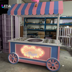 Nuevo Carrito de Algodón de Azúcar Desmontable LEDA en Rosa y Azul con Letrero de Neón, Carrito de Dulces para Decoración de Eventos - Product Image 2