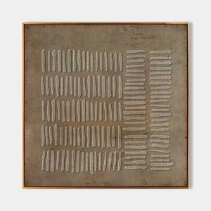 Peinture acrylique murale abstraite à lignes géométriques, motif nature morte, tons neutres brun et gris-taupe, sur toile, pour décoration maison et hôtel - Product Image 6