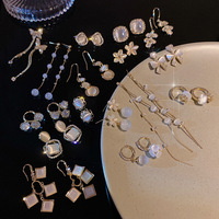 S925 argento ago Vintage opale orecchini luce lusso orecchio goccia donne strass orecchino 925 argento ago orecchino di cristallo