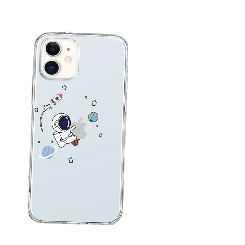 Interesting Cartoon Astronaut 13 Planet 8 Plus Liquid Silicone Glossy Oil Lining Anti drop, Anti slip Phone Case For Iphone