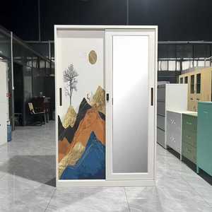 Armoire en acier à 3 portes pour chambre à coucher, avec motif floral, casier métallique, armoire en fer, Almirah - Product Image 4