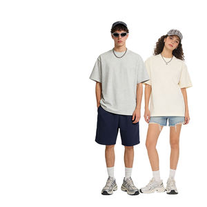 T-shirt vierge unisexe de haute qualité en coton épais, coupe oversize, pour hommes, avec logo en relief, vente en gros - Product Image 4