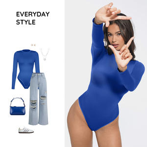 ملابس داخلية نسائية طويلة الأكمام من هيكسين، بدلة تشكيل الجسم قطعة واحدة بدون خياطة، ملابس داخلية تنفسية للرقبة - Product Image 5