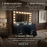 Miroir de coiffeuse de salon de beauté en pin à panneau unique, design réglable, éclairage LED lumineux, grand rangement, pour salon de coiffure