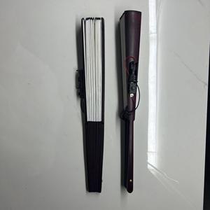 33cm LED Large Rave Folding <b>Hand</b> <b>Fans</b> with Bamboo Ribs and White or Black Fabric Battery Included - Product Image 2