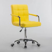 Chaise de bureau pivotante moderne et confortable avec dossier mi-hauteur en cuir PU, réglable en hauteur et accoudoirs fixes
