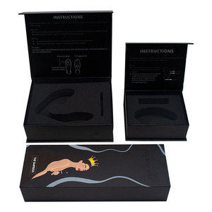 Boîte vibrante magnétique noire personnalisée pour jouets sexuels, papier d'art de haute qualité avec revêtement UV et gaufrage, doublure en éponge - Product Image 1