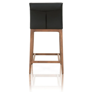  Alex Counter <b>Stool</b> Leather/ Solid Oak <b>wood</b> Walnut finish Durable High Bar <b>Stool</b> for Home Bar & Dining Room - Product Image 5
