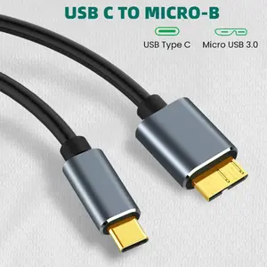 Cabo conector tipo-c para usb 3.0, conector de alta qualidade para micro b 5gbps, disco rígido externo para computador disco rígido