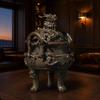 Brûle-encens antique en cuivre à motif de dragon, un objet décoratif antique de haute qualité pour la maison, raffiné et exquis.