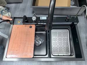 Hiện đại đôi bát bồn rửa nhà bếp với Vòi nước cao cấp chất liệu handmade thiết kế thớt-sử dụng lâu dài - Product Image 3