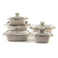 MWC Set panci panas kualitas baik Set peralatan masak antilengket Set Die Cast keramik logam putih aluminium disesuaikan kotak warna Logo Eropa