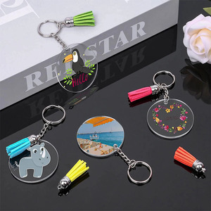 Porte-clés en plastique vierge à motif de dessin animé avec anneaux pour loisirs créatifs - Cadeaux souvenirs personnalisés légers - Product Image 4
