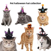 Chapeau d'Halloween amusant et original pour animaux de compagnie avec cordon élastique réglable et collier à pompon pour chats et chiens, accessoires d'Halloween pour animaux de compagnie