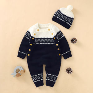 <strong>Baby</strong> Romper <strong>Winter</strong> Autumn Long Sleeve Newborn Boy Girl <strong>Clothes</strong> Infant Knitted Jumpsuit+ Hat Outfits Warm Kid Toddler Clothing - Product Image 3