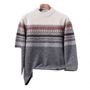 Pull en laine 100% de haute qualité, épais (530g), à col rond, rayé, anti-boulochage, imprimé numériquement, chaud, à manches longues, pour homme, PERRY - Product Image 3
