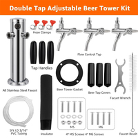 Tour de robinet à bière en acier inoxydable à triple robinet de 3 pouces avec ligne de bière pré-assemblée et robinet à débit réglable pour bar, fête, mariage